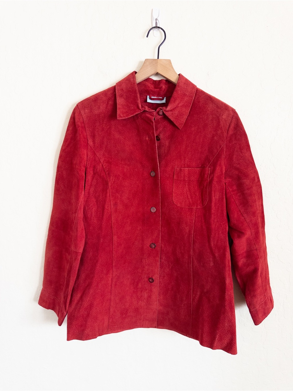 Vintage 90s Marsh Landing Red Suede Leather Button Front Jacket Small Fall